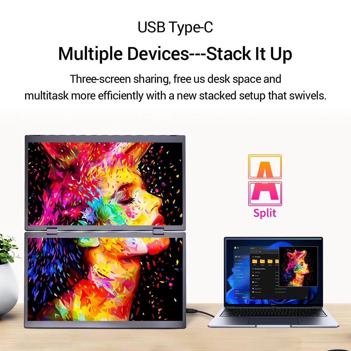 15.6-Inch Dual Screen Portable Monitor – Full HD IPS Touch
