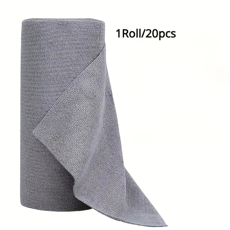 Clean Every Surface. Reuse Every Time. — Reusable Microfiber Cleaning Cloths | 20 Cloths Per Roll, Multi-Sided, Kitchen Towels, 3 Colors