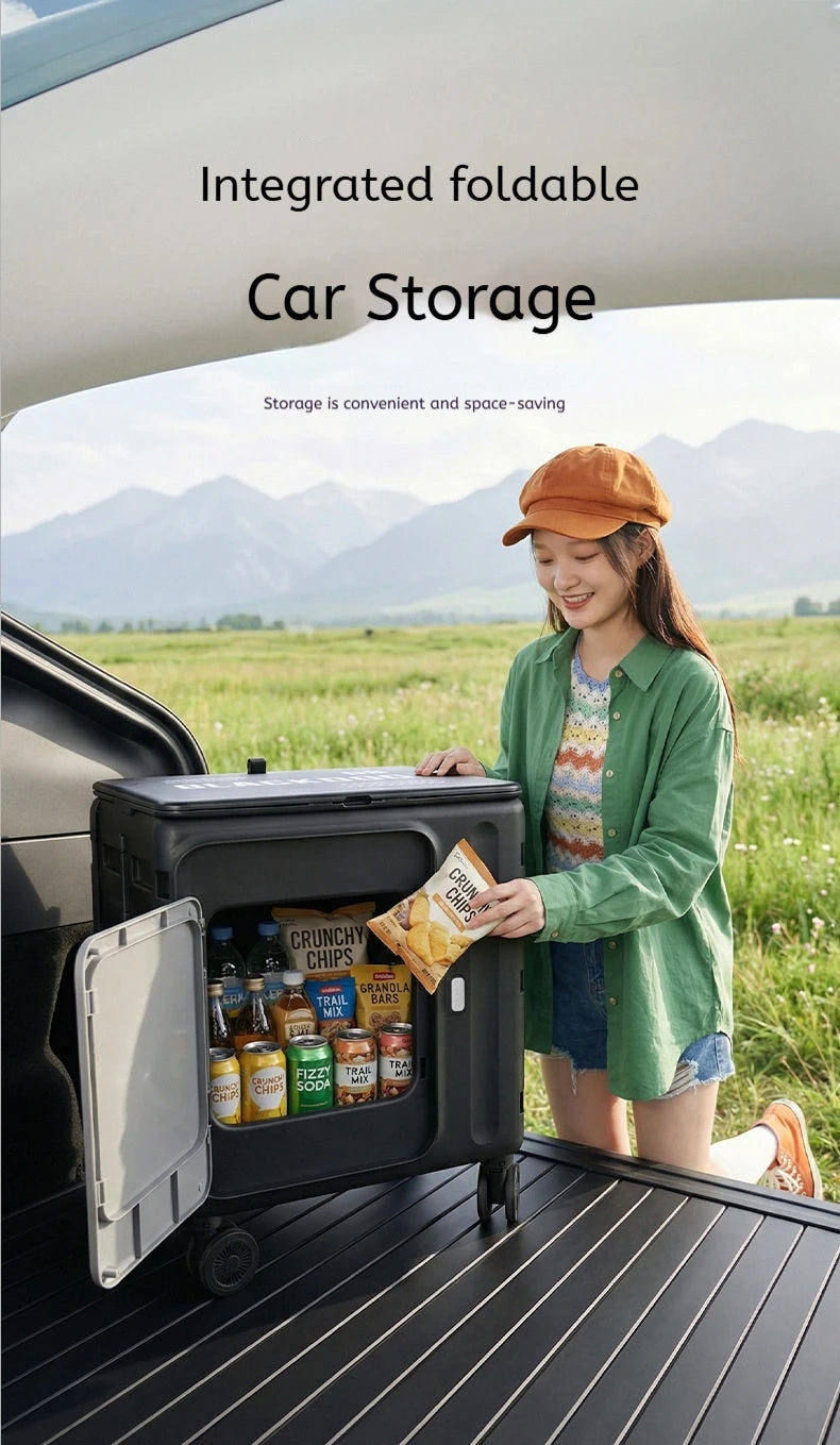 60L Foldable Storage Cart Wagon — 3-Speed Telescopic Handle & 360° Silent Wheels