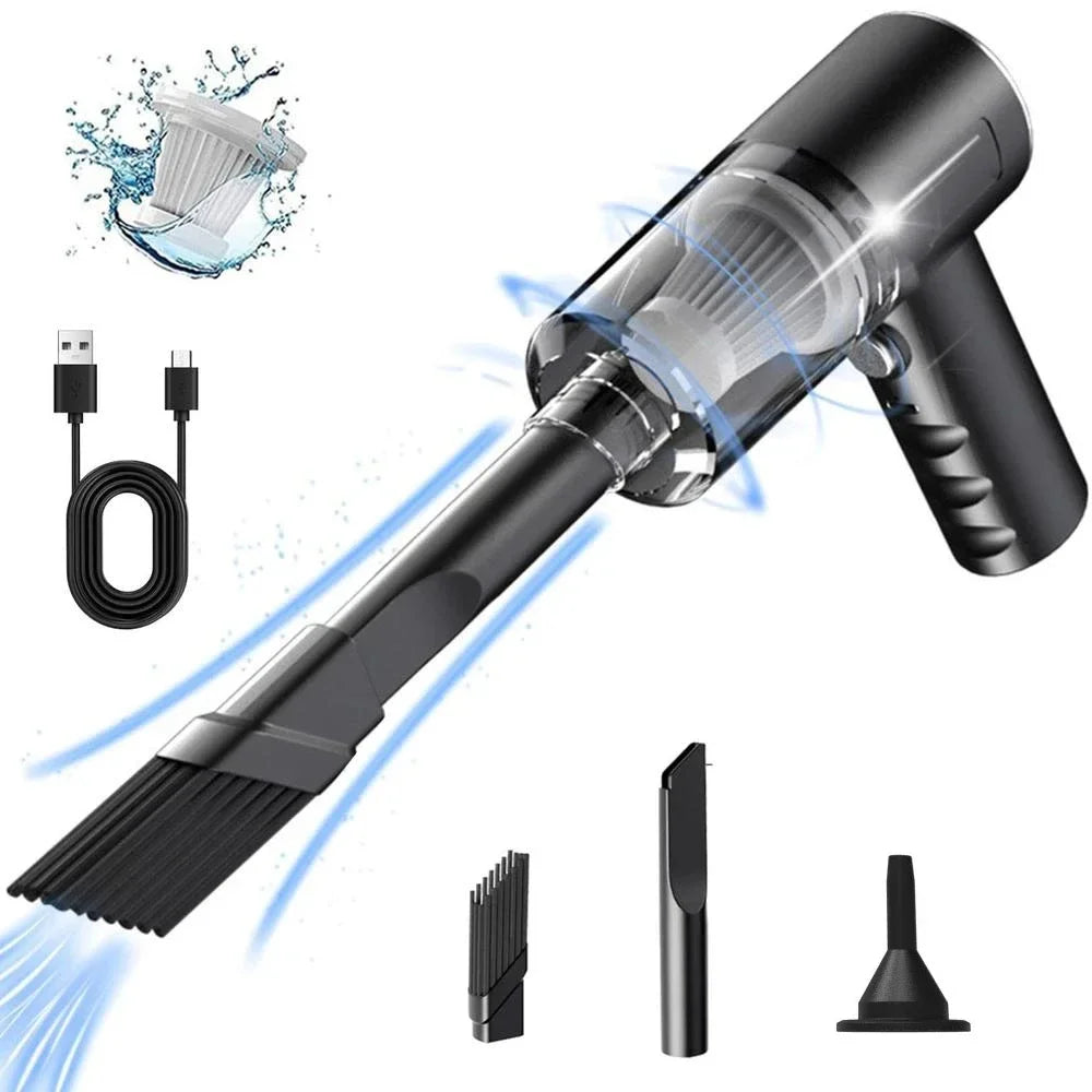 Wireless Mini Car Vacuum – USB Rechargeable Handheld