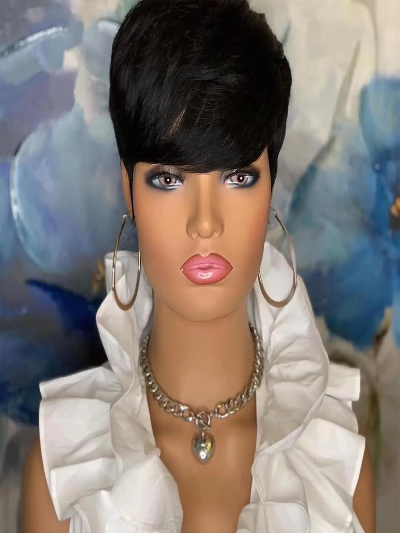 Cut Wig for Black Women Short Cut Wig Black Mixed With Red Curly Wigs Natural Black Mixed Red Pixie Cut Wig Synthetic Shor