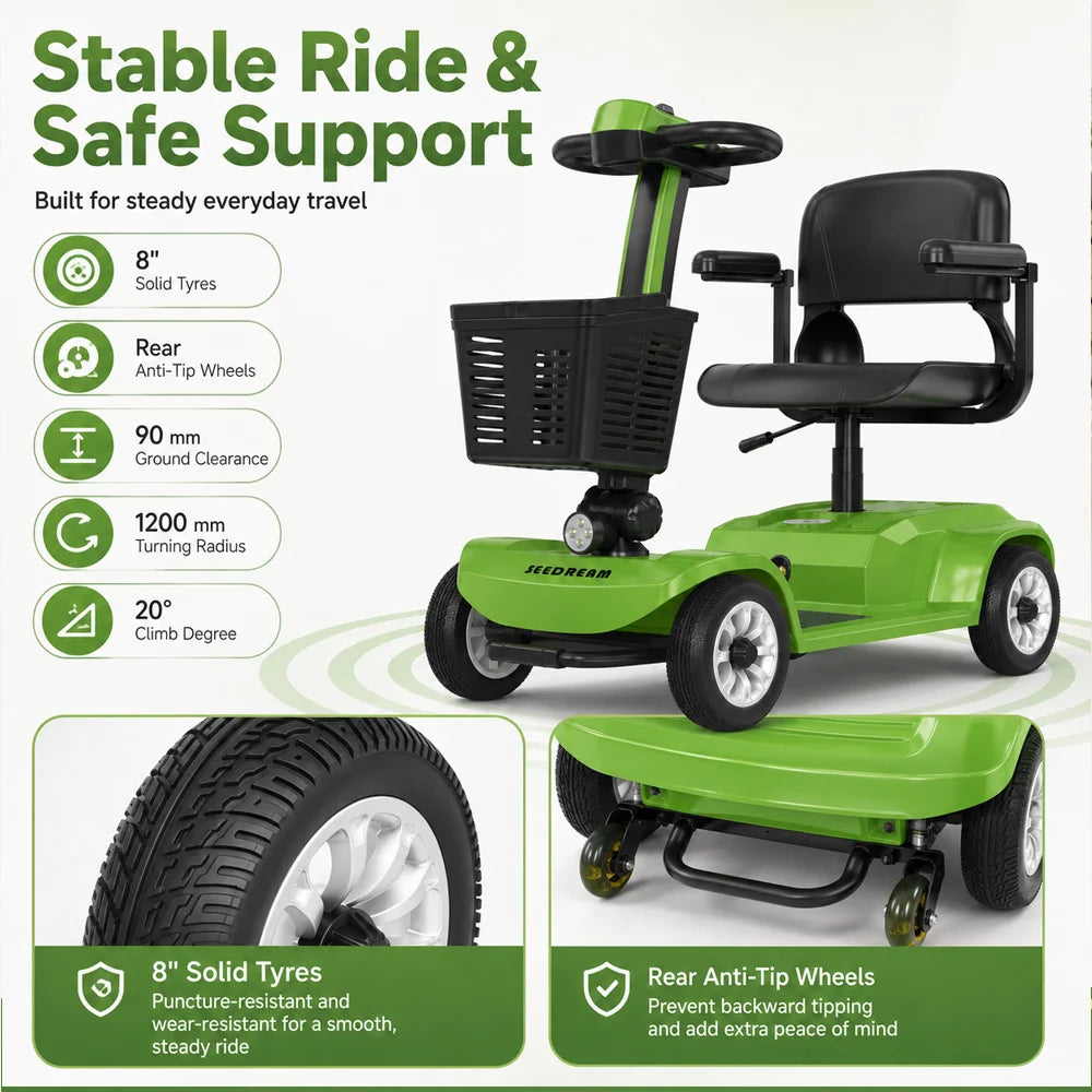 4-Wheel Mobility Scooter for Seniors – 24V 250W, 20 km Range