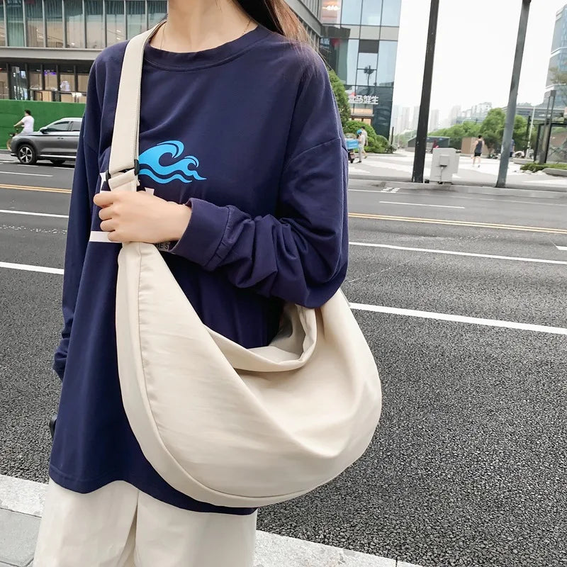 Extra Large Nylon Crossbody Bag – Big Capacity Unisex Shoulder Hobo Travel Bag