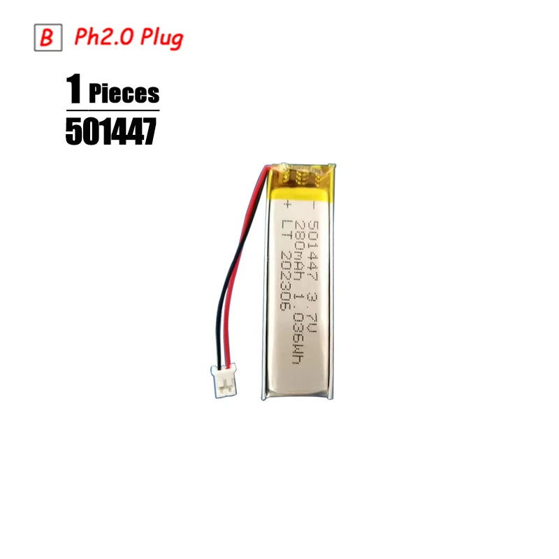 3.7V LiPo Rechargeable Battery – PH2.0 Plug for GPS, Bluetooth Speaker, PS4, Humidifier & MP3/MP4