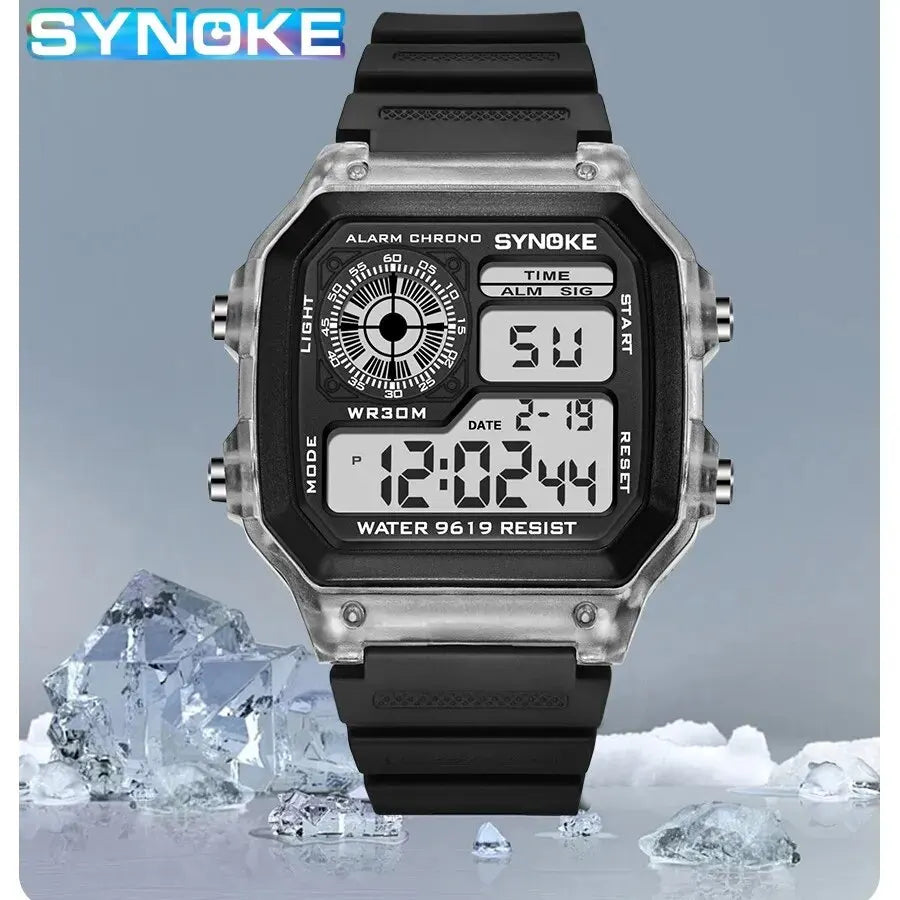 SYNOKE Digital Sport Watch | Luminous Multifunction Waterproof Seven Color LED Wristwatch