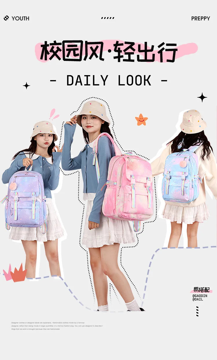 Custom Print Nylon Backpack – Laptop School & Travel Bag for Women