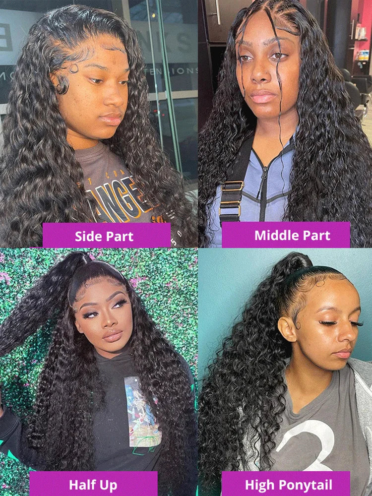 200 Density 40 Inch Deep Wave Lace Front Wig | 13x4 13x6 360 HD Lace Water Wave Curly Human Hair for Black Women