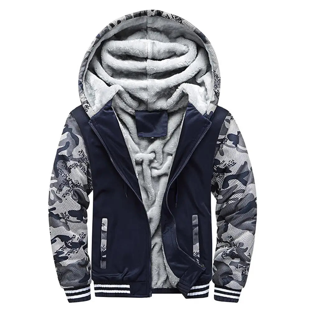Men's Camouflage Fleece Jacket – Hooded Winter Layer