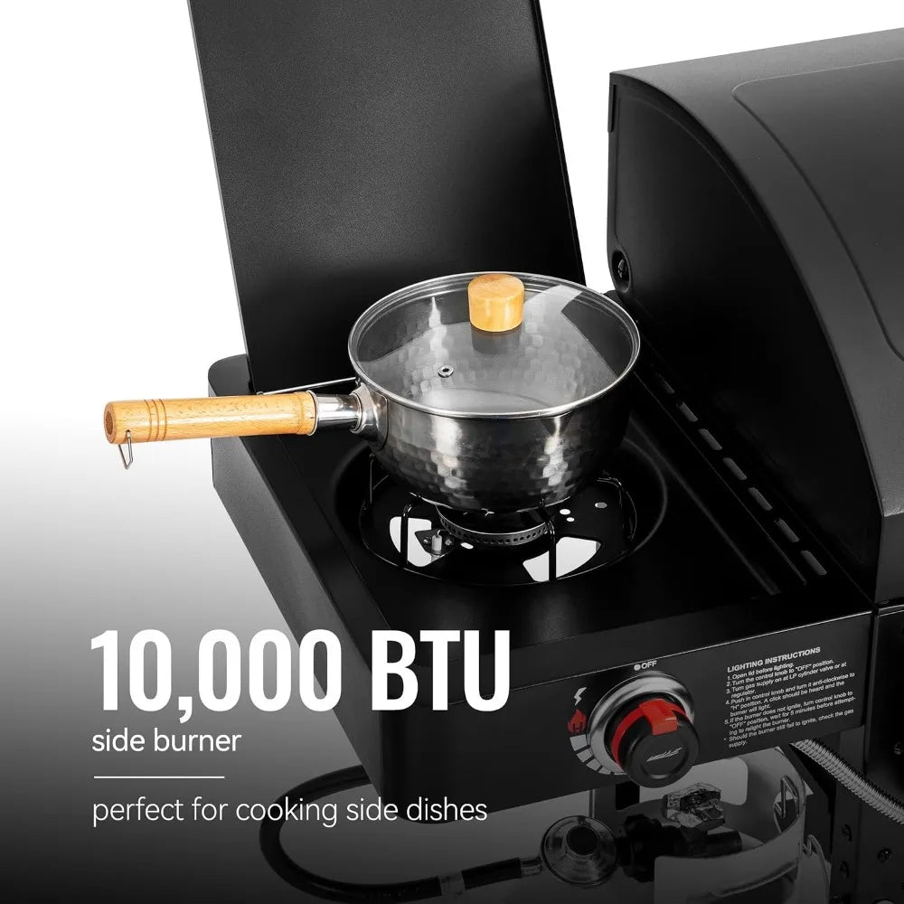 Dual Fuel 2-Burner Grill Combo | Offset Smoker, Side Burner, 34,000 BTU, 1020 Sq. In. Cooking Area, Gas & Charcoal Outdoor Grill