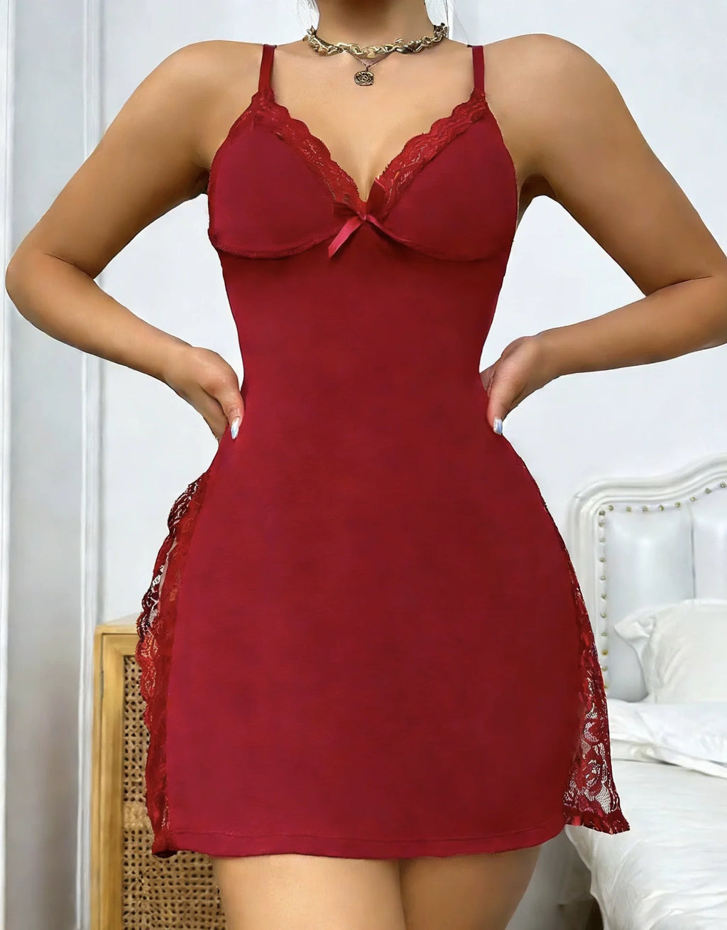 Women's Slit Dress Homewear Pajamas – European & American Style Loungewear