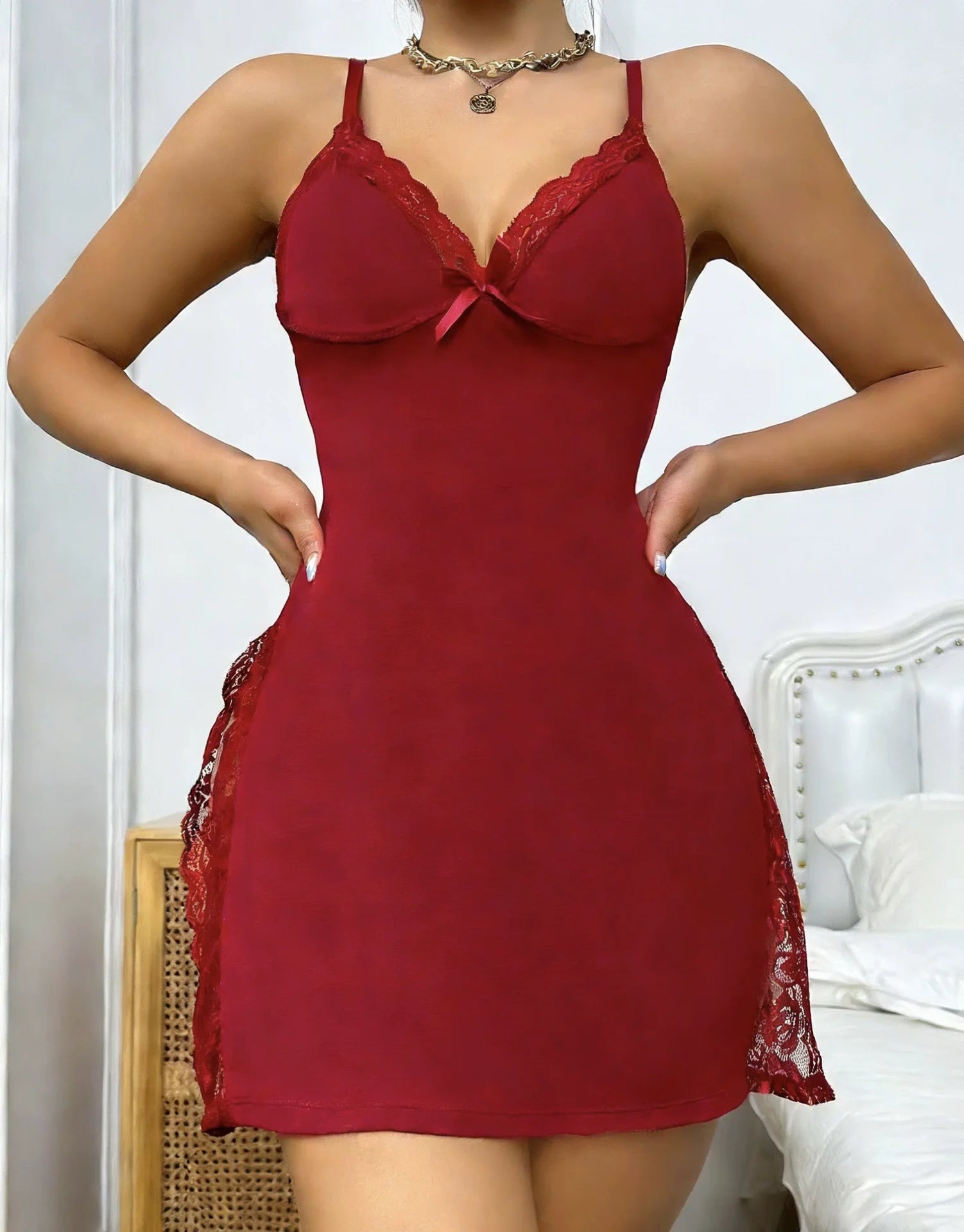 Women's Slit Dress Homewear Pajamas – European & American Style Loungewear