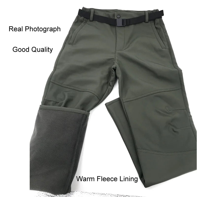 Men's Fleece Softshell Cargo Hiking Pants — Outdoor Tactical Trousers M–5XL