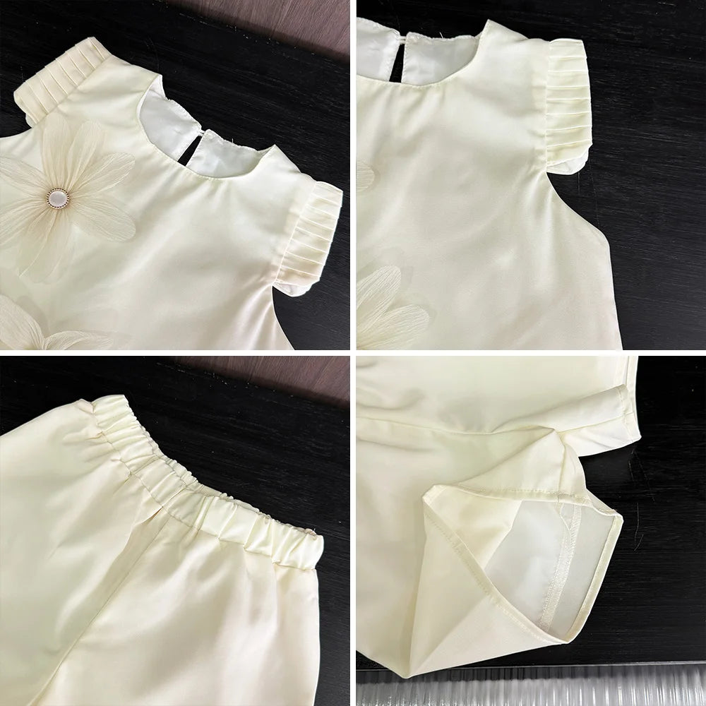 Girls 3D Flower Princess Dress — Elegant Wedding & Party Dress (2–7 Years)