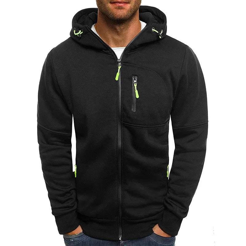 Men's Zip Hooded Sweatshirt Jacket — Casual Everyday Zip-Up Hoodie