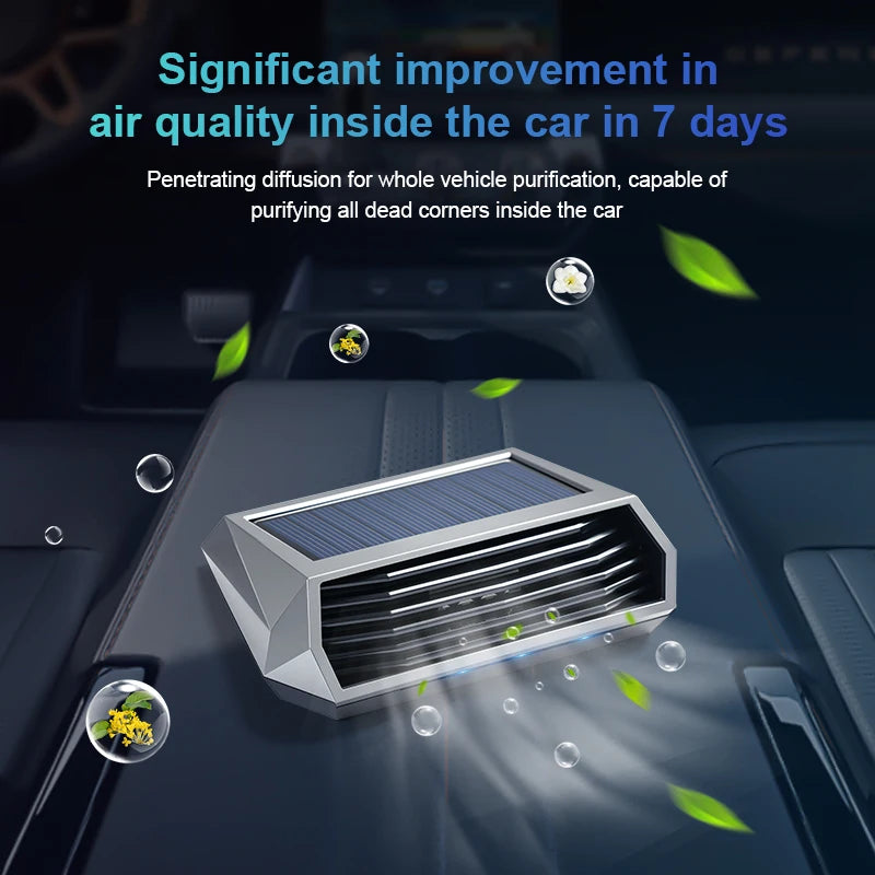 Solar and USB Car Ozone Generator, Dark Grey