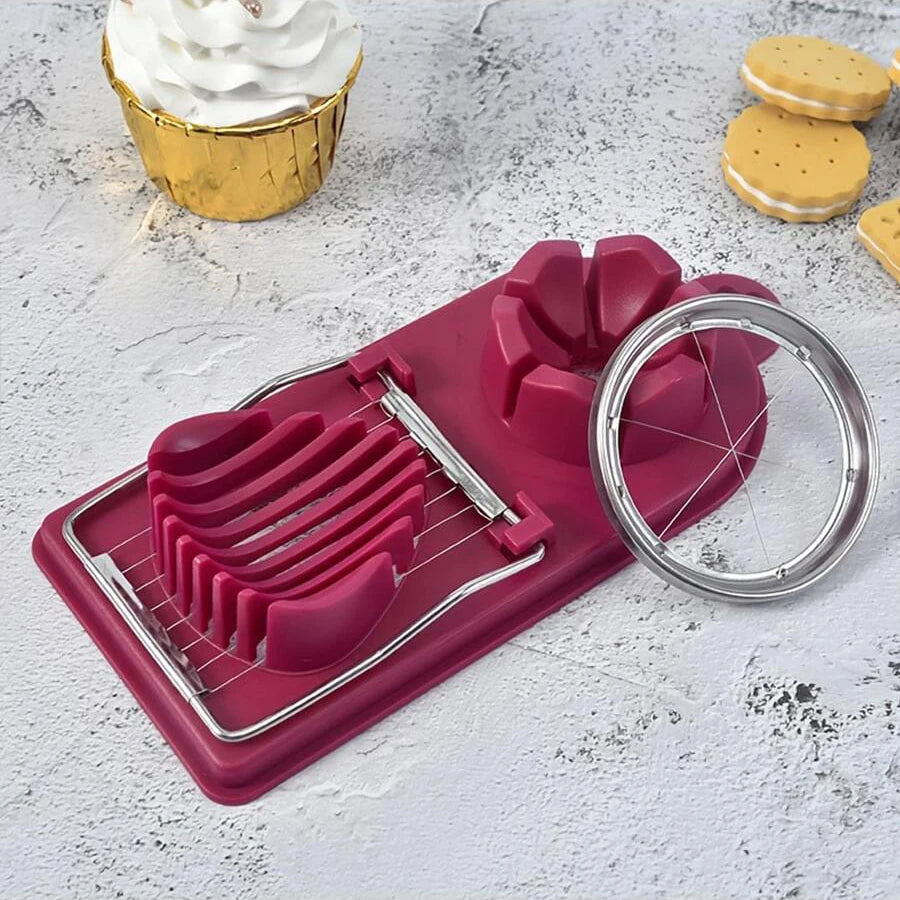 2-in-1 Egg Cutter & Slicer — Stainless Steel Wire Pull Kitchen Tool