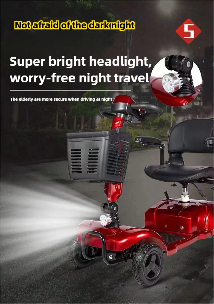 Foldable 4-Wheel Mobility Scooter – 300W, 25–50 km Range