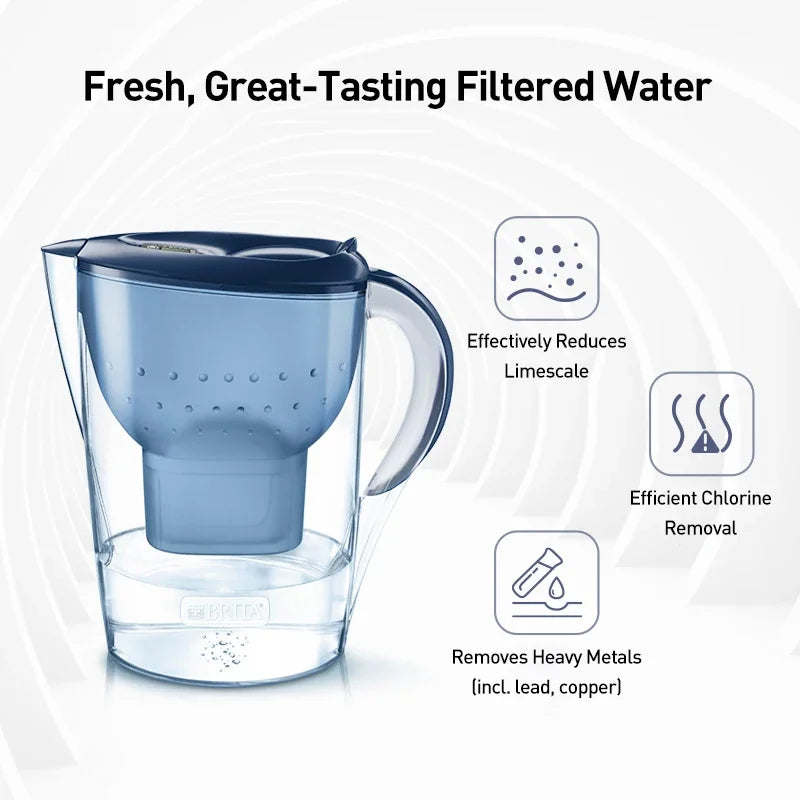 BRITA Marella 3.5L Water Filter Kettle — Alkaline Activated Carbon Purifier with 3 Filters
