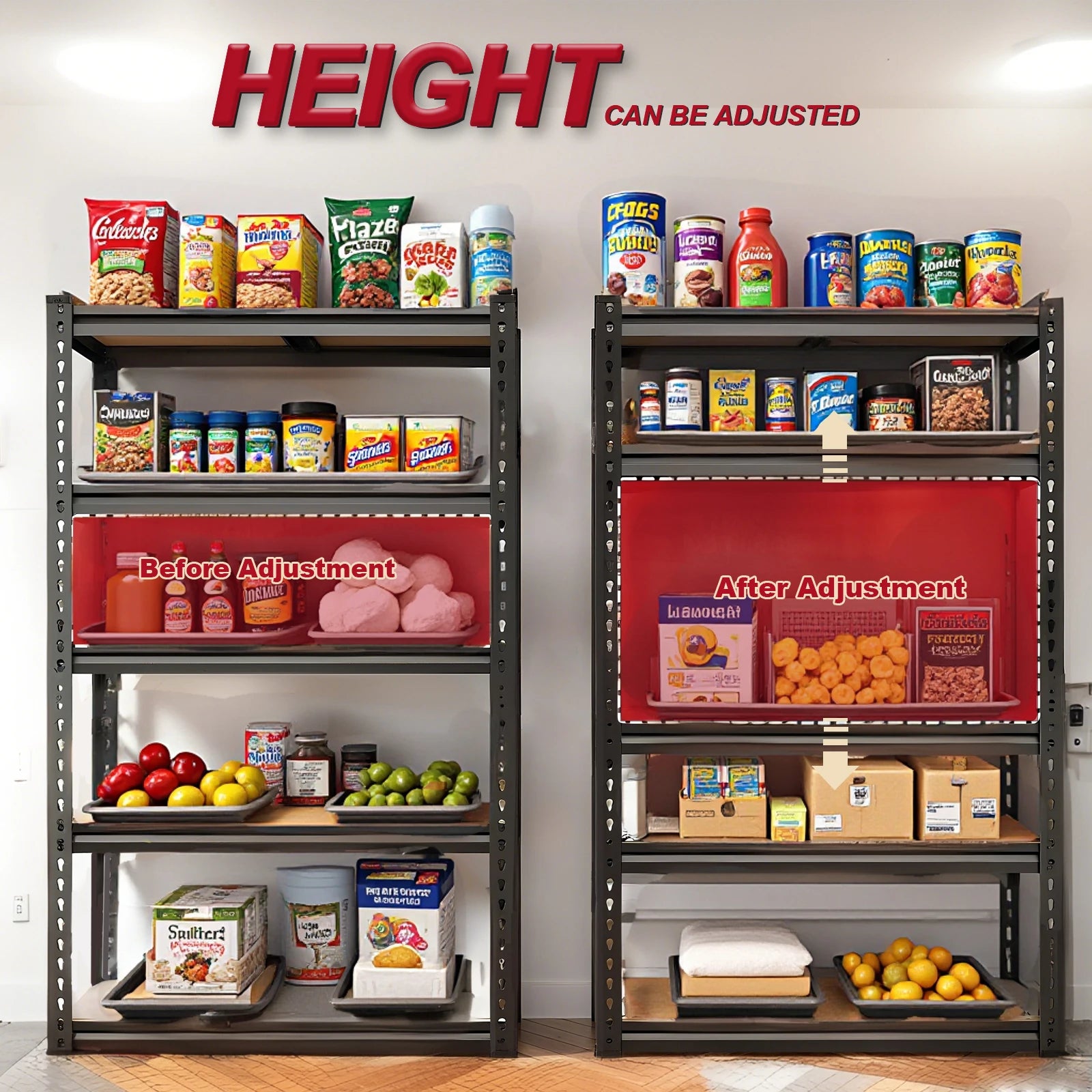 Heavy Duty 5-Tier Garage Shelving Unit — 2,000 LB Capacity, Adjustable Steel Storage Rack