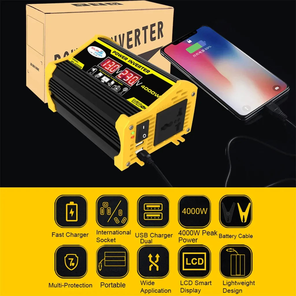 4000W Solar Inverter Kit – 12V to 110V/220V Solar Panel System with Charge Controller