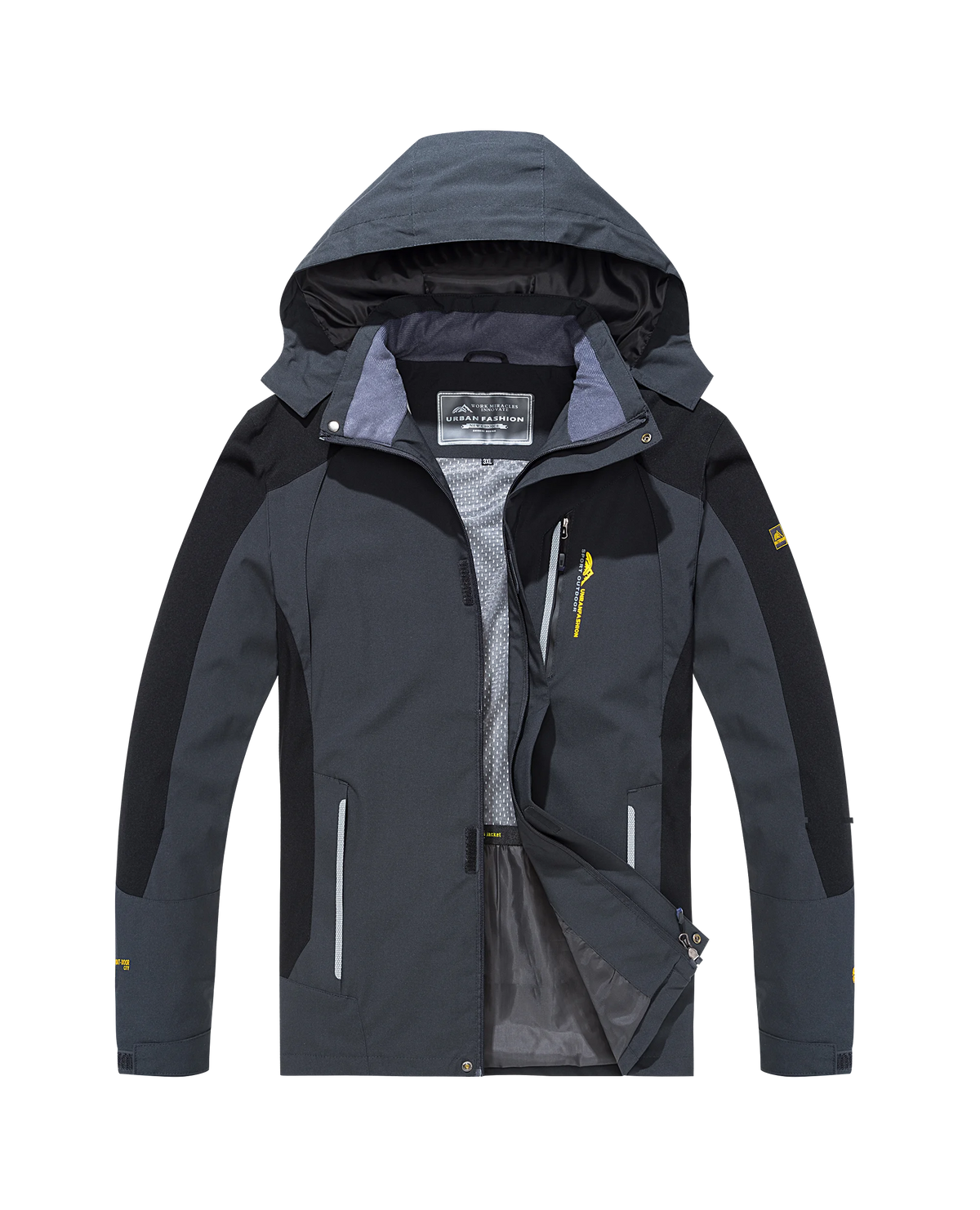 Men's Big & Tall Waterproof Hooded Jacket – Windproof Outdoor Coat, XL–8XL, 5 Colors