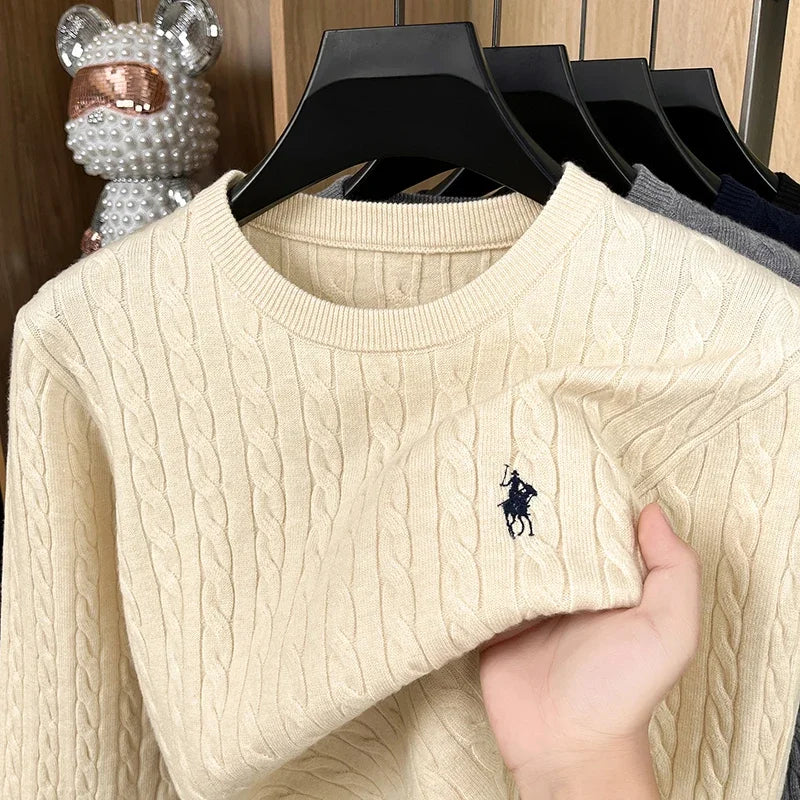 Men's Luxury Pony Embroidery Knit Sweater — Premium Detail Knitwear