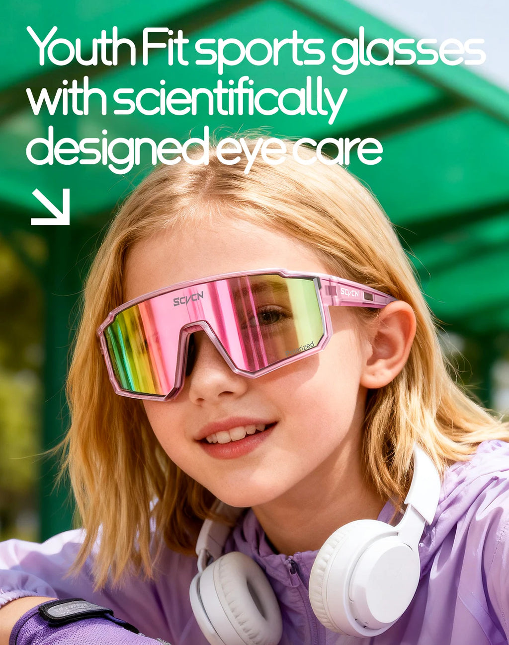 SCVCN Kids Photochromic Sport Sunglasses | UV400 Boys Girls Outdoor Skateboarding Bike Golf Eyewear