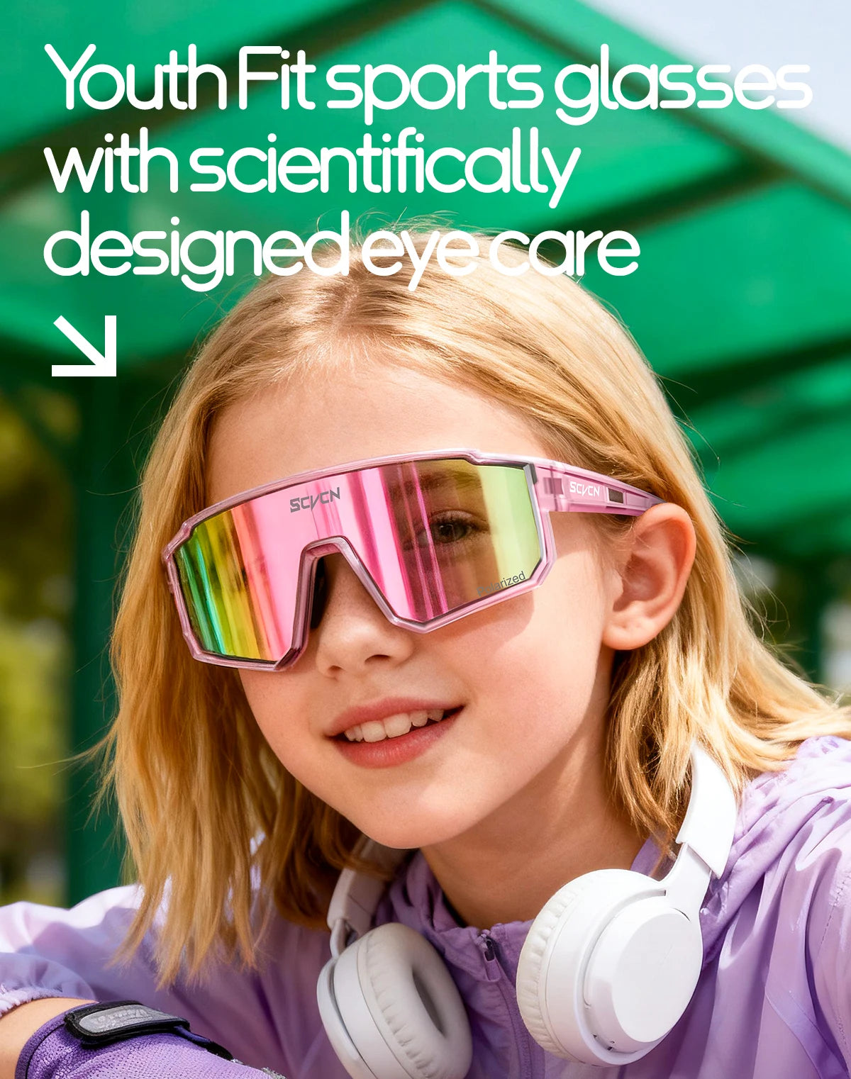 SCVCN Kids Photochromic Sport Sunglasses | UV400 Boys Girls Outdoor Skateboarding Bike Golf Eyewear