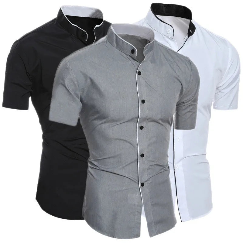 Men's Solid Color Casual Short Sleeve Shirt — Everyday Button-Down