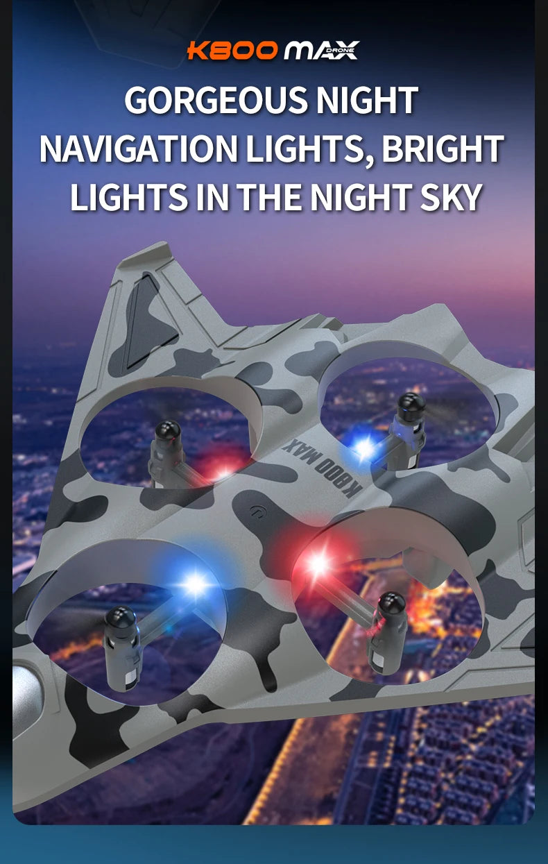 K500 MAX RC Fighter Plane Stunt Glider – 2.4G 360° Roll EPP Foam Airplane with LED for Kids & Beginners