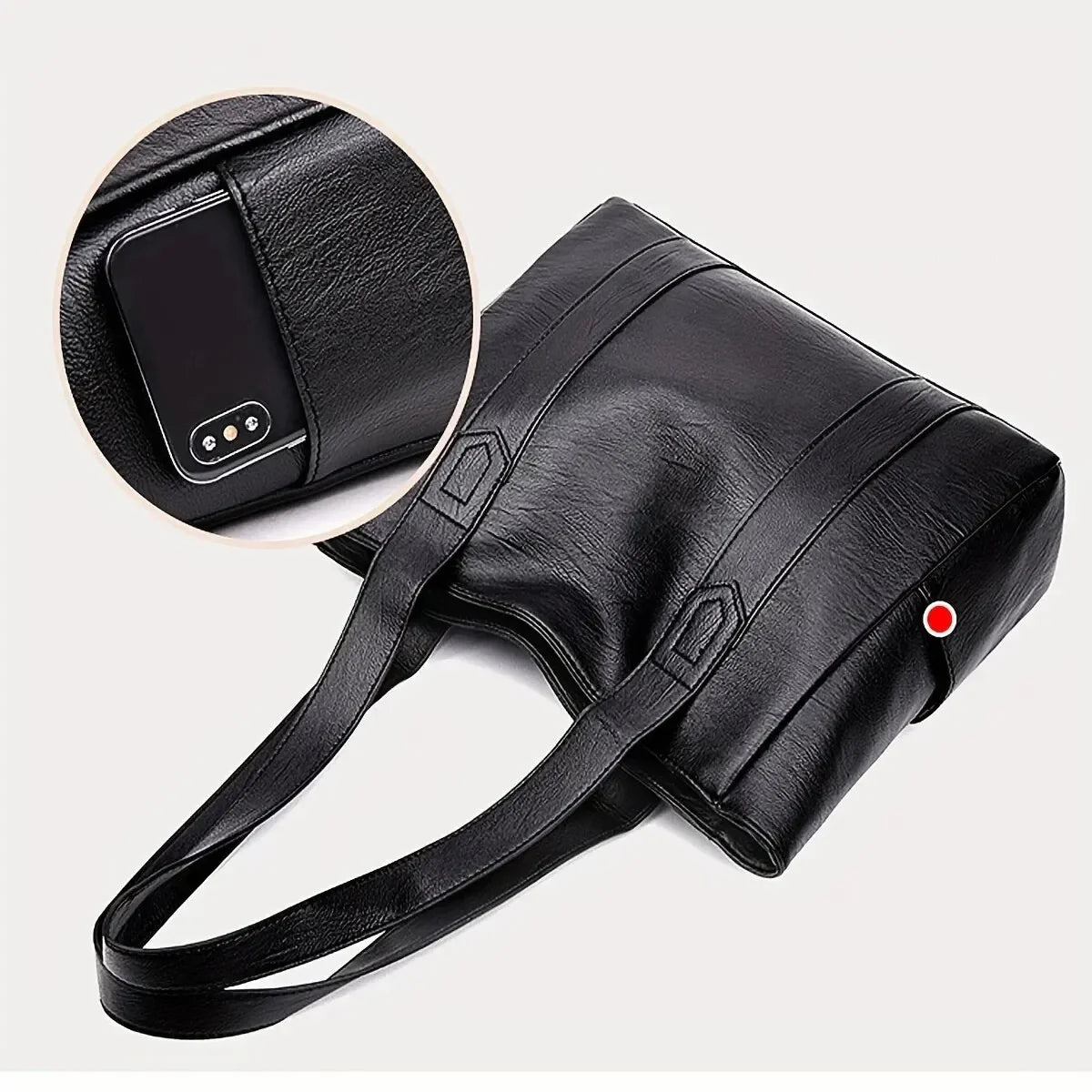 Vintage Large Capacity Shoulder Bag – Plain Commuter Handbag for Women
