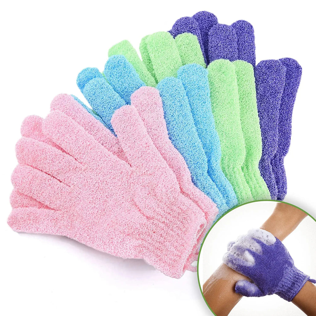 Colorful Exfoliating Gloves 1-10 Pack – Double-Sided Bath Gloves for Spa, Massage & Body Scrubs