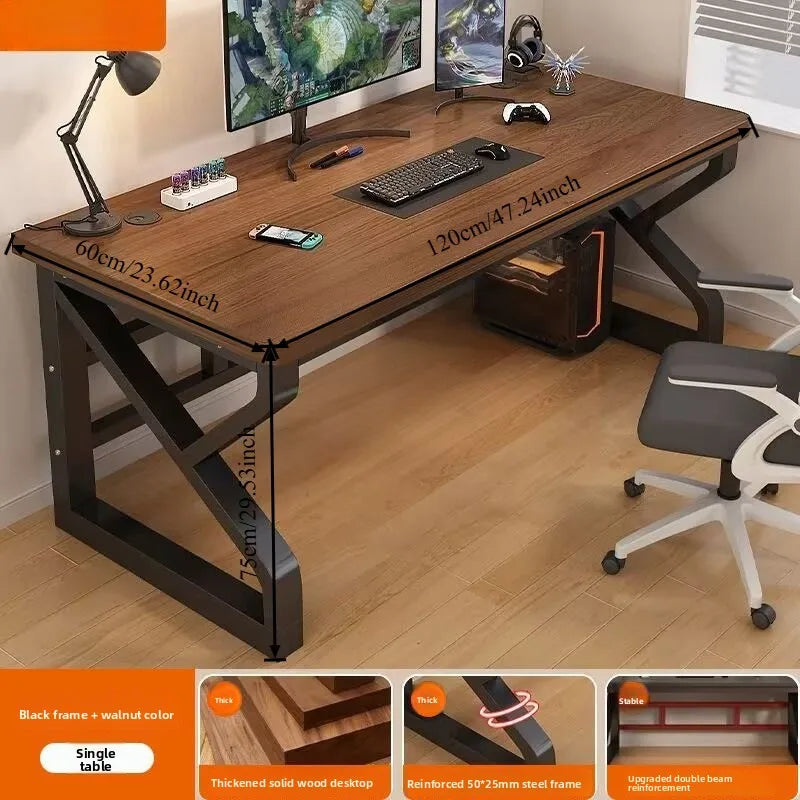 Solid Wood Core Gaming & Home Office Desk — E0 Eco-Friendly, Dual Cable Management, Multiple Sizes & Styles