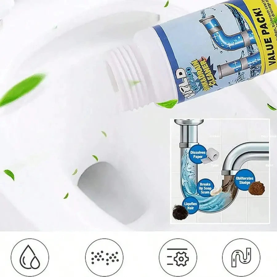 No More Blocked Drains — Powerful Pipe Unclogging Agent & Sewer Powder | Removes Odors & Blockages, 1/2/3/6 Pack Options