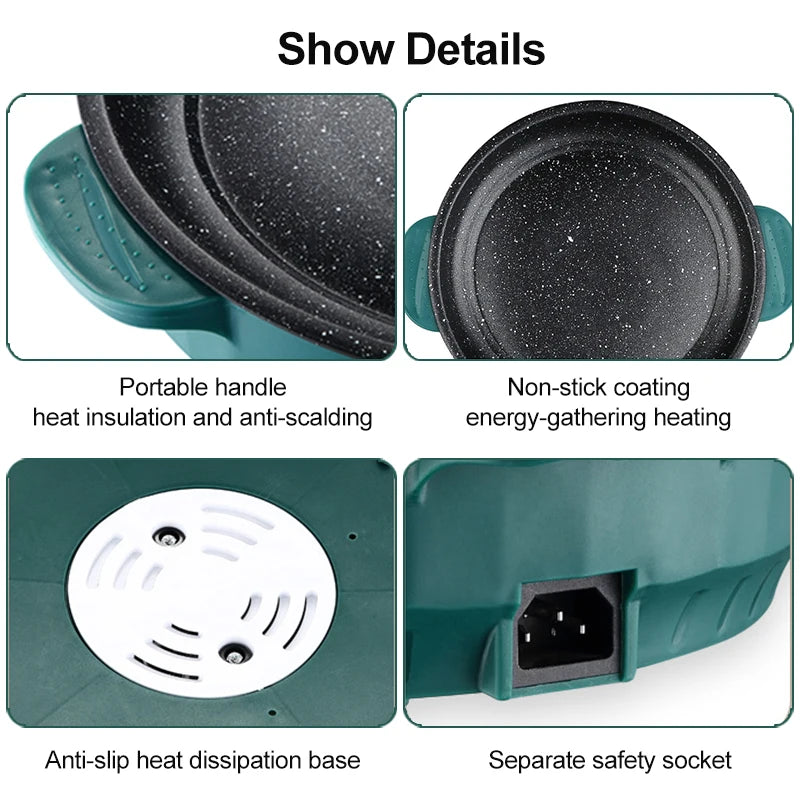 Electric MultiCooker Frying Pan — Non-Stick BBQ, Steak, Fish & Omelette Cooking Machine
