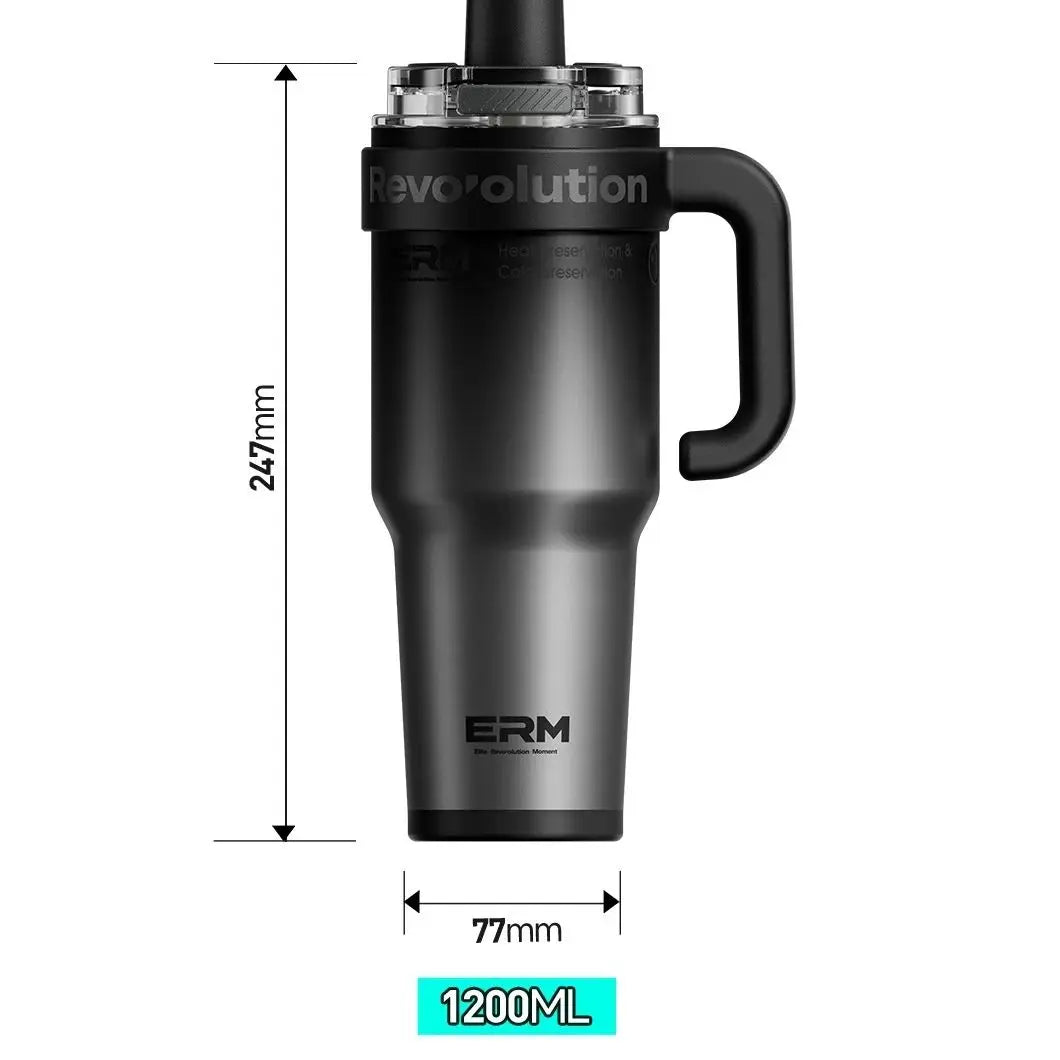 1200ml Insulated Tumbler with Straw & Handle