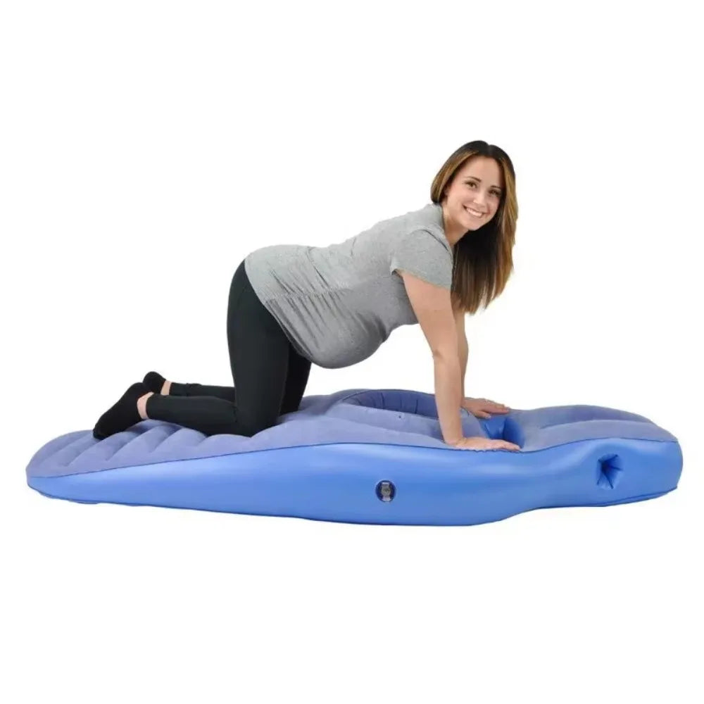 Inflatable Maternity Bed – Foldable Adjustable Firmness Pregnancy Sleeping Mat with Air Pump