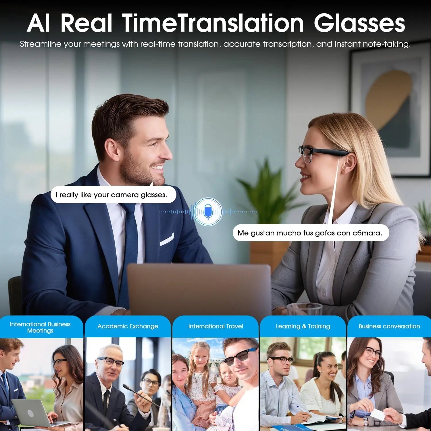 2026 800W Dual-Lens AI Smart Glasses — 4K HD, AI Translation, Bluetooth 5.3 & ChatGPT
