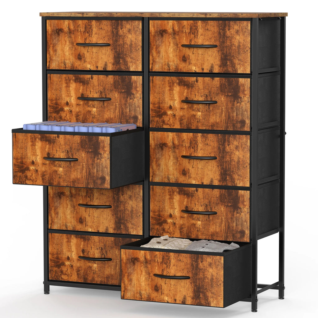 JHK 10-Drawer Fabric Wardrobe Storage Cabinet — Steel Frame