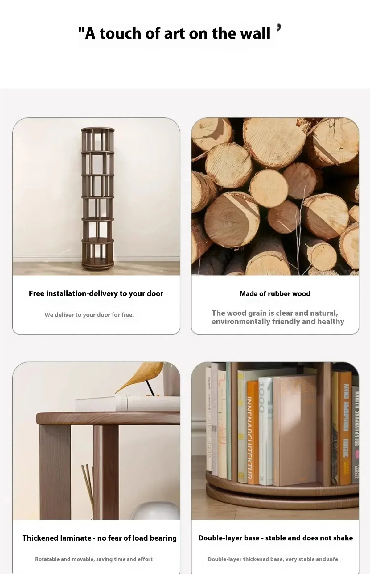 Vintage Rotating Bookcase – Compact Wooden Miniature House Display Shelf