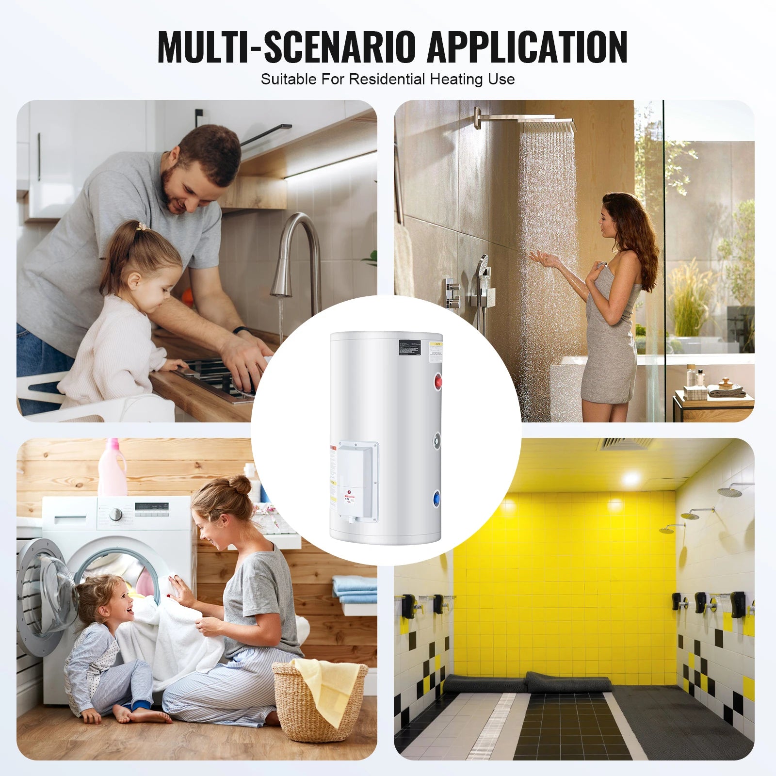 Electric Water Heater Tank 40/70L — 1.6kW Instant Hot Water with LED Display, IPX4