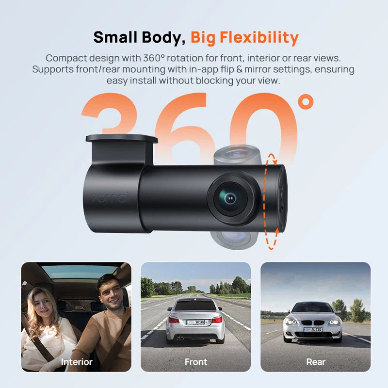 70mai M310 Plus 2K Dash Cam – 1440P QHD, 143° FOV, Voice Control, 24H Parking Guard, Night Vision