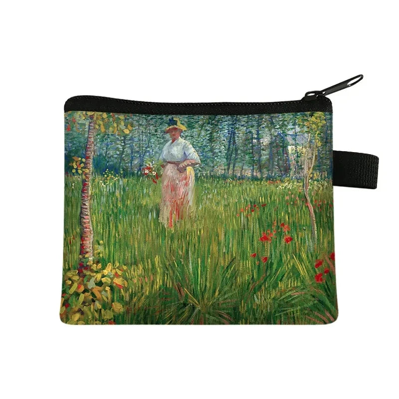 Vintage Oil Painting Floral Coin Purse Mini Clutch Wallet – Bohemian Nylon Organizer Wallet for Women