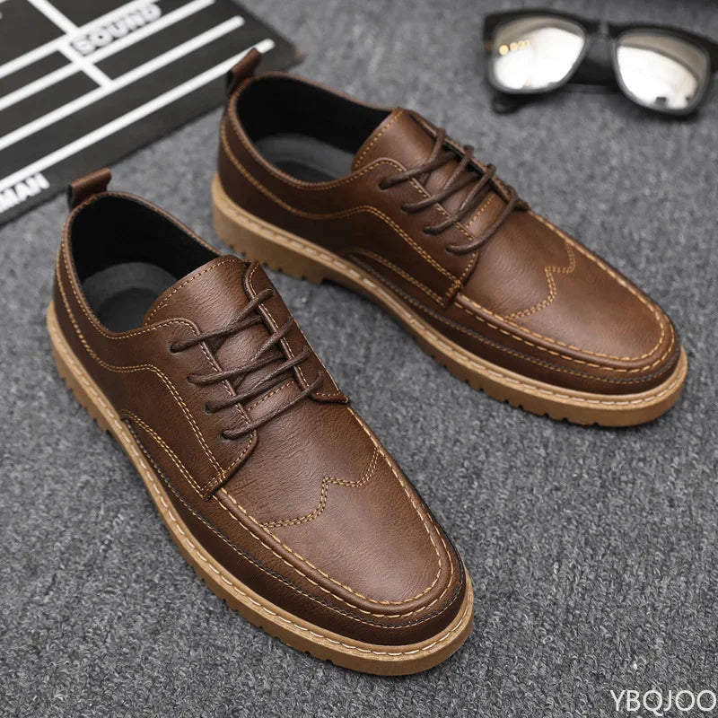 Men's Round-Toe Lace-Up Casual Shoes
