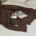 100% Cotton Tassel Blanket – Skin-Friendly Plaid Sofa Throw & Bed Shawl, Solid Color