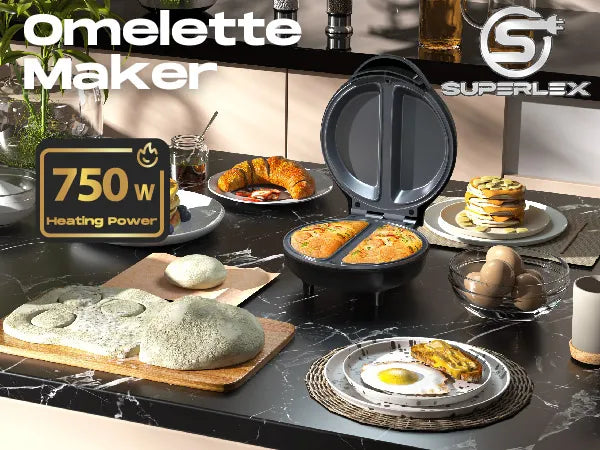SUPERLEX 750W Electric Omelette & Bread Maker – Non-Stick, Multi-Function with Smart Light Indicator