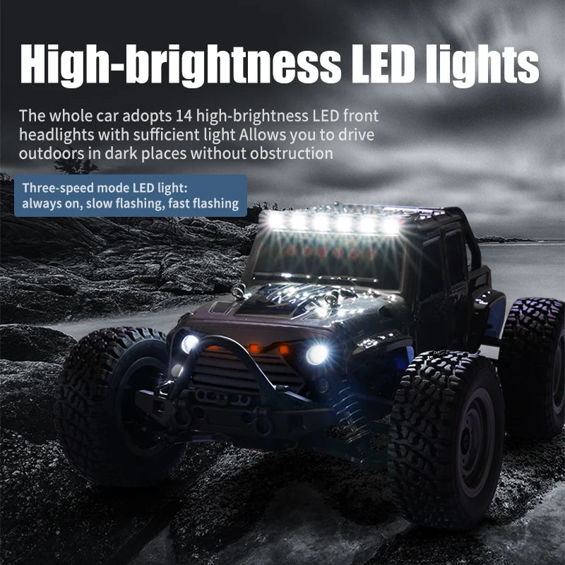 50KM/H 1:16 Scale 4WD RC Car with LED Lights – High Speed Off-Road Buggy Truck
