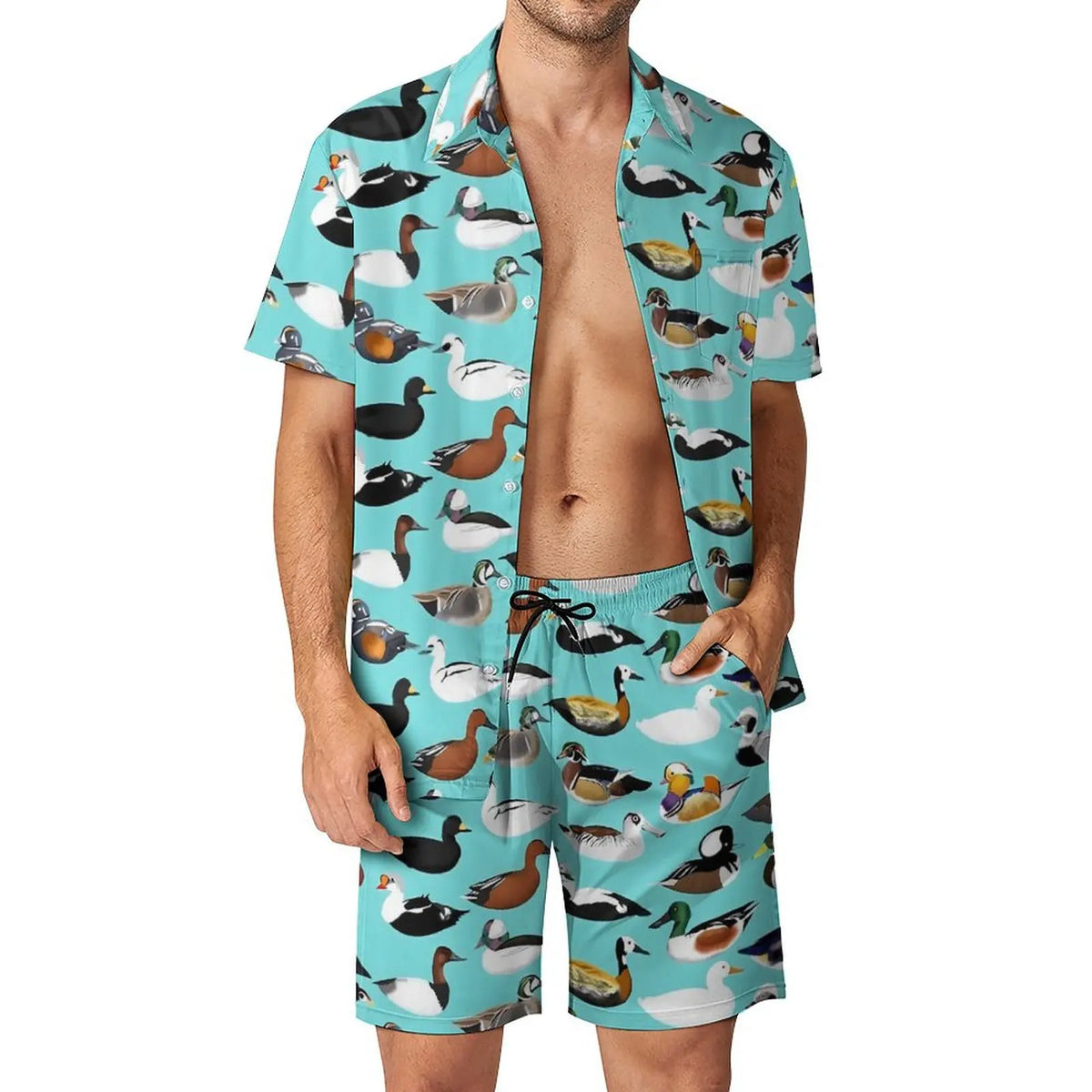 Men's Yellow Rubber Duck 3D Print Shirt & Beach Shorts – Hawaiian Streetwear Set