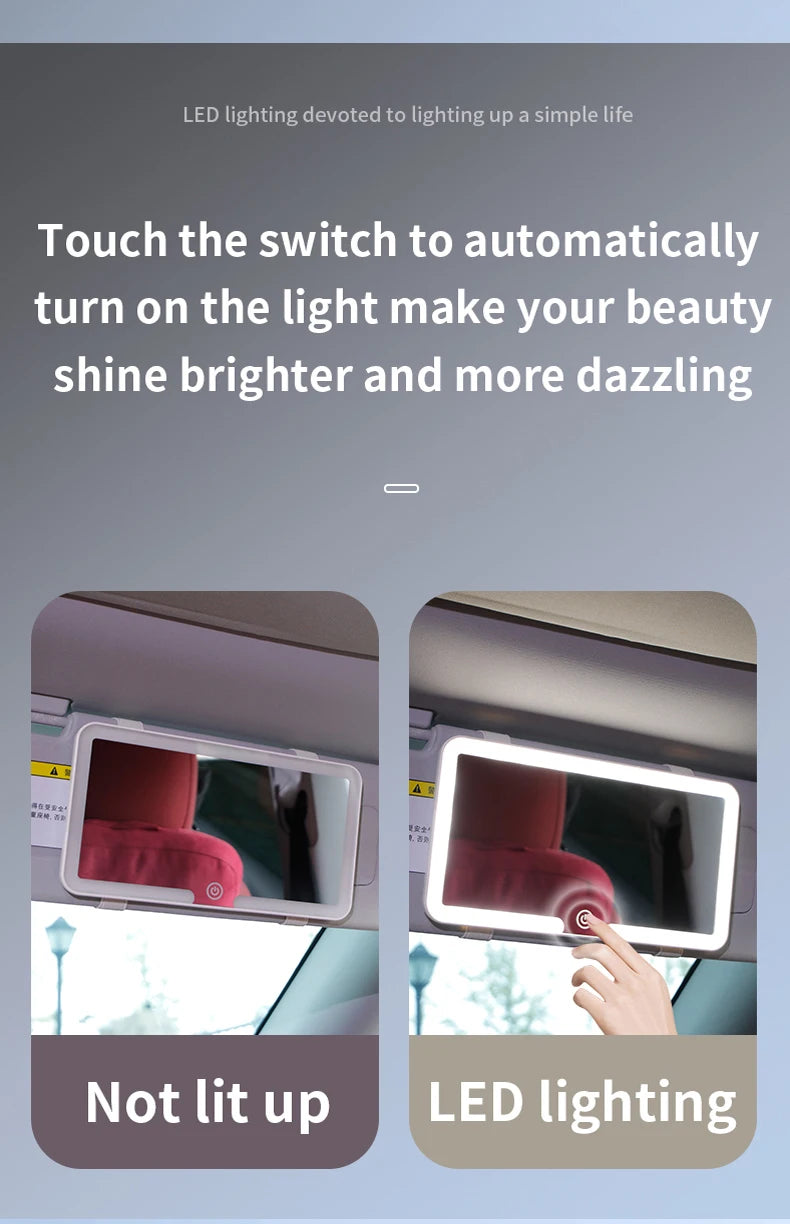 LED Car Sun Visor Vanity Mirror — Rechargeable HD Makeup Mirror