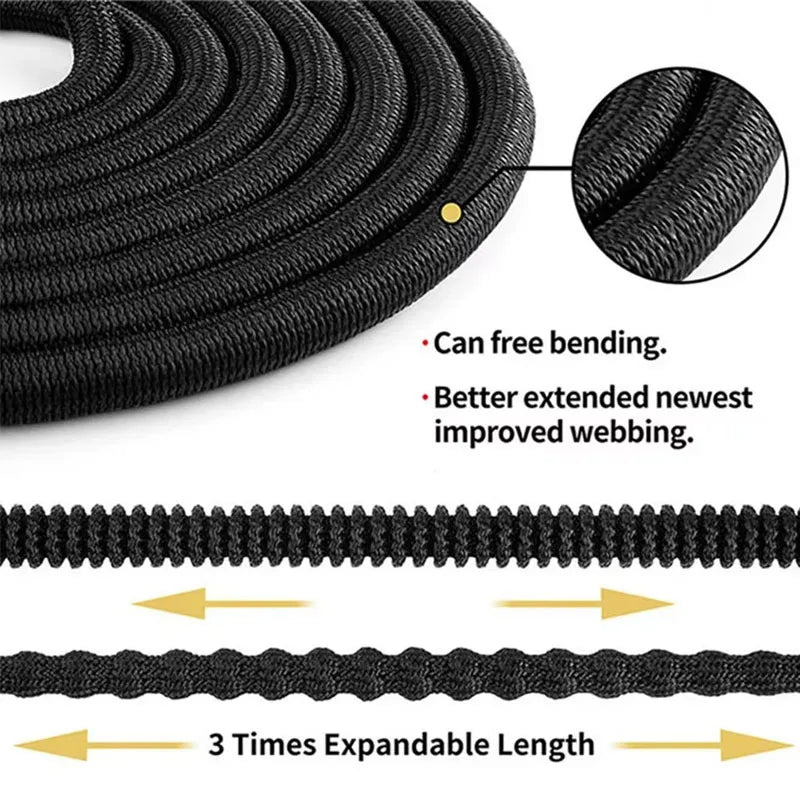 Expandable Magic Garden Hose with Spray Gun – Anti-UV Rubber, Anti-Kink, 25–150 ft, Car Wash & Outdoor Watering